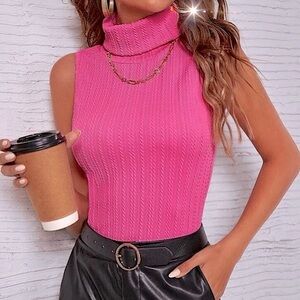 NWT, Lavishly Paris Knitted Fabric High Neck Tank Top.
